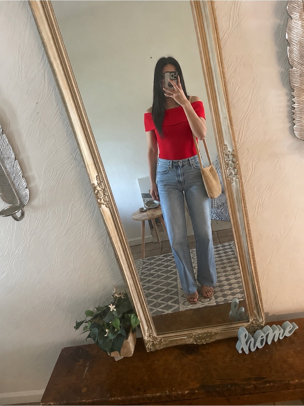 Off-Shoulder Bright Red Knit Top